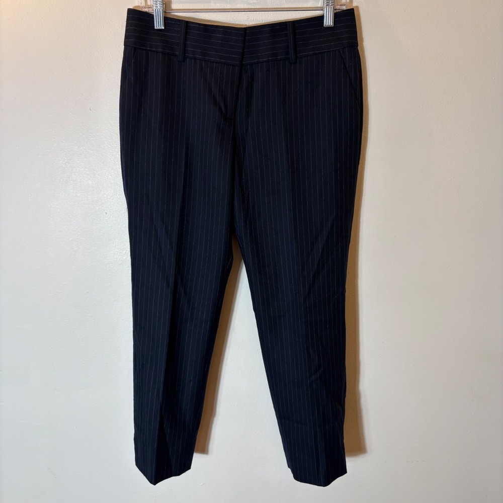 Ann Taylor Pinstripe Dress Pants Womens 6P Navy Blue